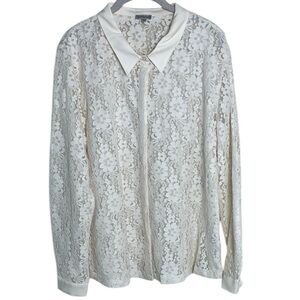 Kettlewell Lace Office Siren Button Down Blouse Sz LL